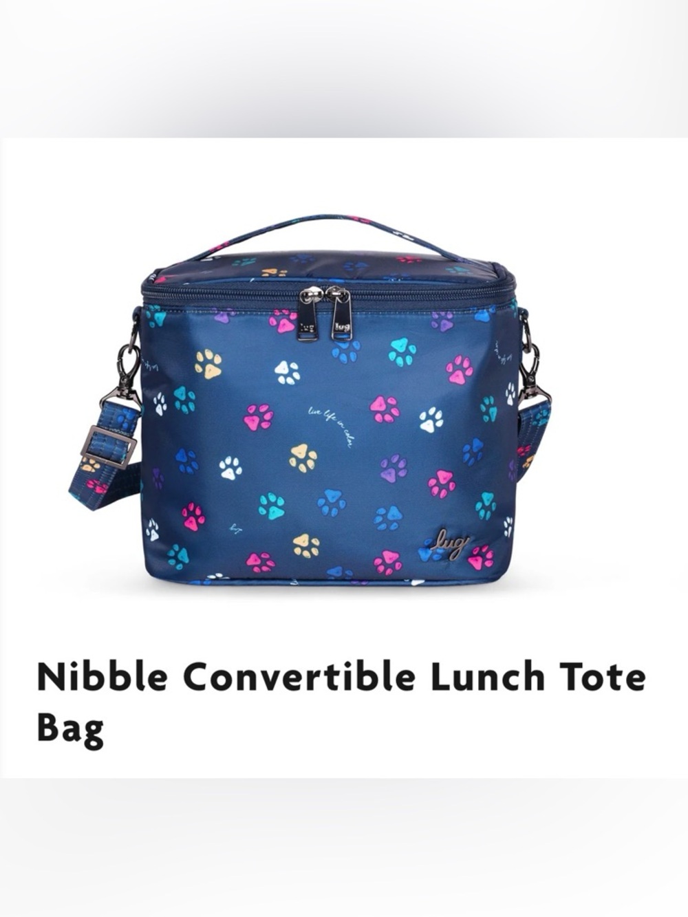 NWT Lug Nibble Lunch Tote Navy Paws